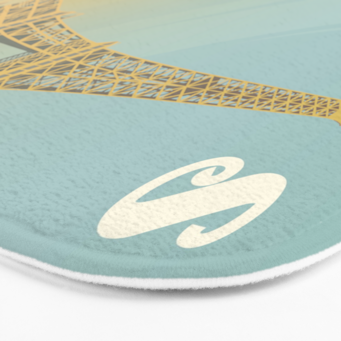 Paris France Eiffel Tower Vintage Travel Poster Commercial Air Travel Bath Mat Gallery Image 3