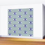 Evil Eye Dots - Mint & Navy Wall Mural Gallery Image 2