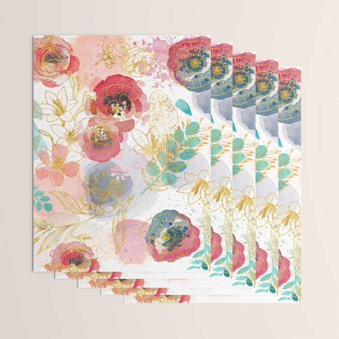 Golden flowers Wrapping Paper Gallery Image 3