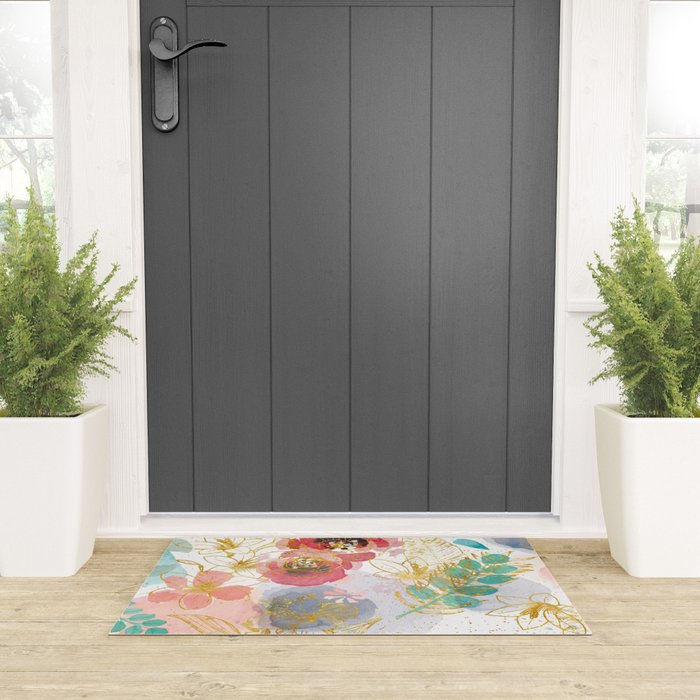 Golden flowers Welcome Mat Gallery Image 3