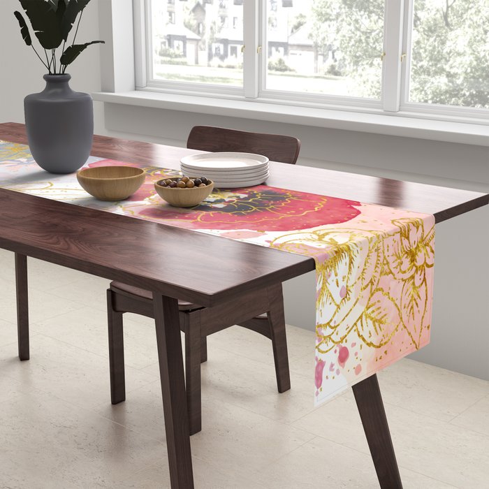 Golden flowers Table Runner Gallery Image 2