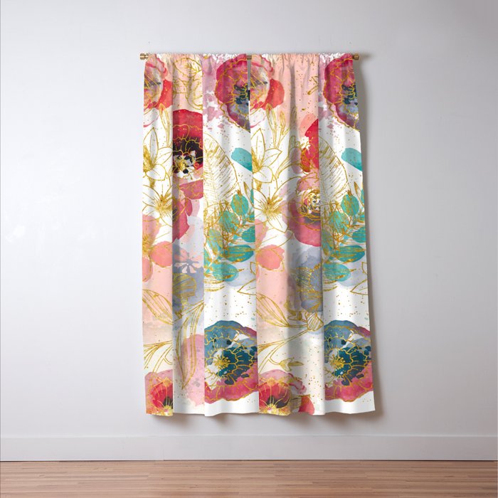 Golden flowers Window Curtain Gallery Image 3