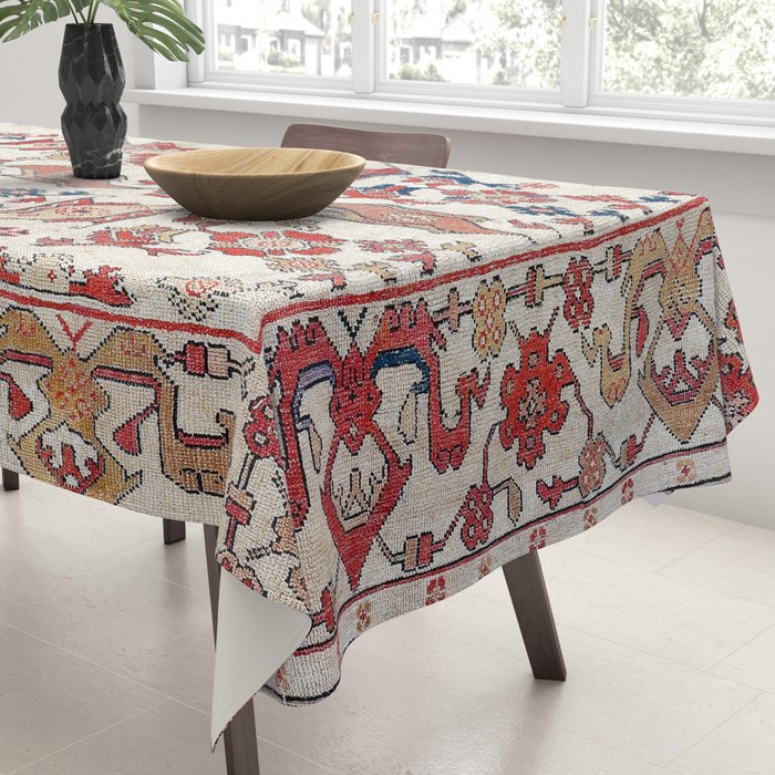 Ushak Selendi 17th Century Bird Carpet Print Tablecloth Gallery Image 3