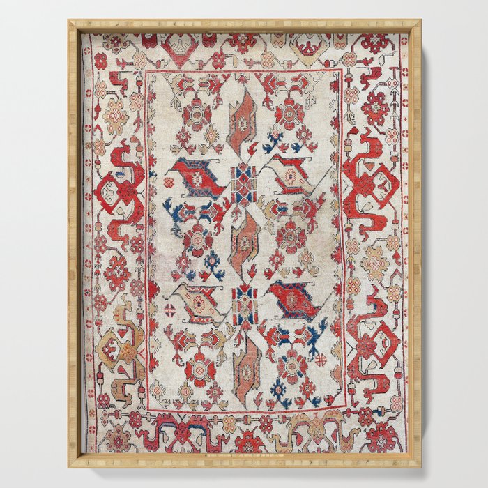 Ushak Selendi 17th Century Bird Carpet Print Serving Tray Gallery Image 1