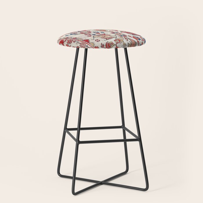 Ushak Selendi 17th Century Bird Carpet Print Stool Gallery Image 1