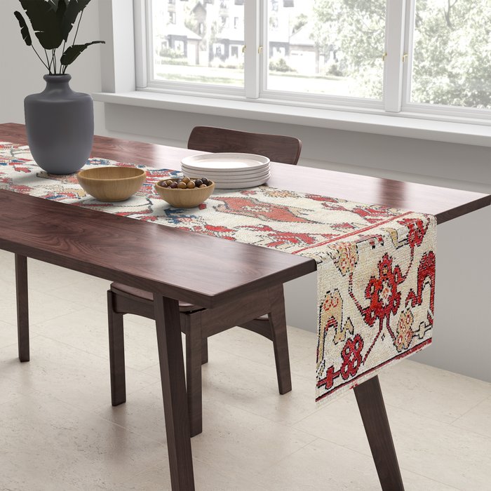 Ushak Selendi 17th Century Bird Carpet Print Table Runner Gallery Image 2