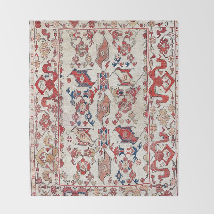 Ushak Selendi 17th Century Bird Carpet Print Throw Blanket Gallery Image 2