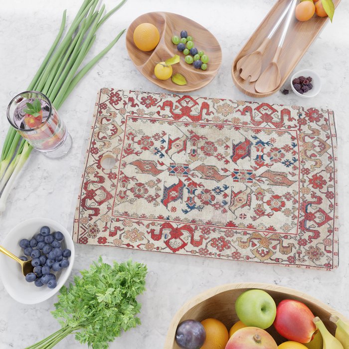 Ushak Selendi 17th Century Bird Carpet Print Cutting Board Gallery Image 2