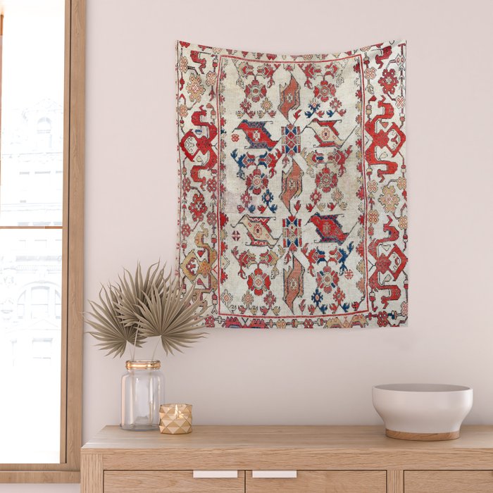 Ushak Selendi 17th Century Bird Carpet Print Wall Tapestry Gallery Image 2