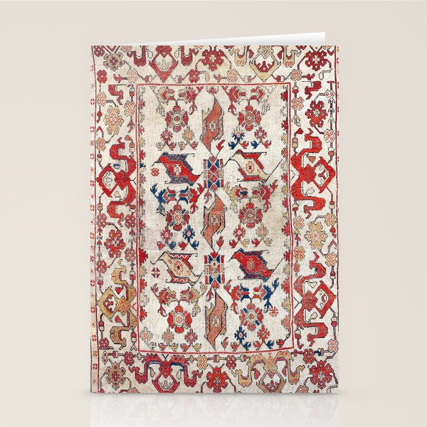 Ushak Selendi 17th Century Bird Carpet Print Stationery Card Gallery Image 2