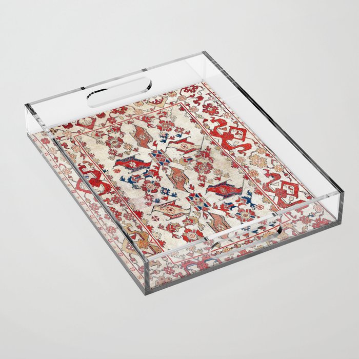 Ushak Selendi 17th Century Bird Carpet Print Acrylic Tray Gallery Image 1