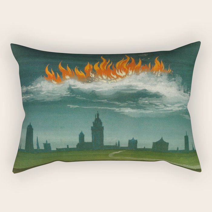 Heavenly fire over Augsburg  Augsburger Wunderzeichenbuch Himmelsfeuer uber Augsburg Rectangular Pillow Gallery Image 1