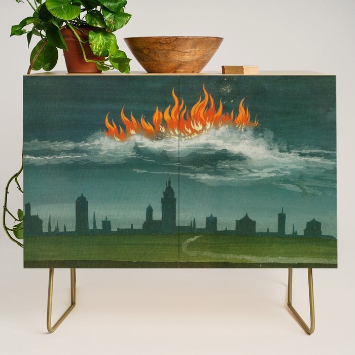 Heavenly fire over Augsburg  Augsburger Wunderzeichenbuch Himmelsfeuer uber Augsburg Credenza Gallery Image 1