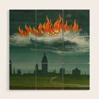 Heavenly fire over Augsburg  Augsburger Wunderzeichenbuch Himmelsfeuer uber Augsburg Wood Wall Art Gallery Image 1