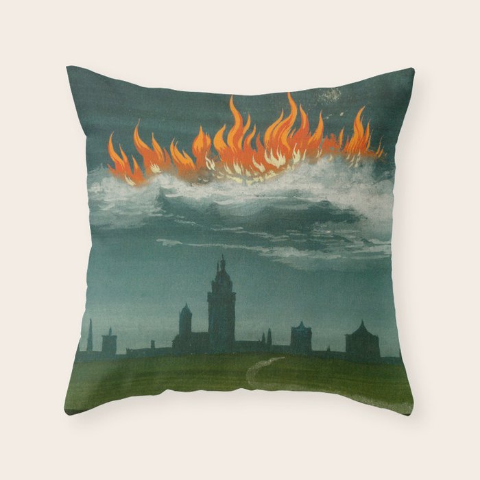 Heavenly fire over Augsburg  Augsburger Wunderzeichenbuch Himmelsfeuer uber Augsburg Throw Pillow Gallery Image 1