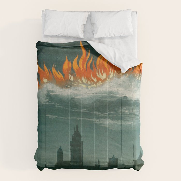 Heavenly fire over Augsburg  Augsburger Wunderzeichenbuch Himmelsfeuer uber Augsburg Comforter Gallery Image 6