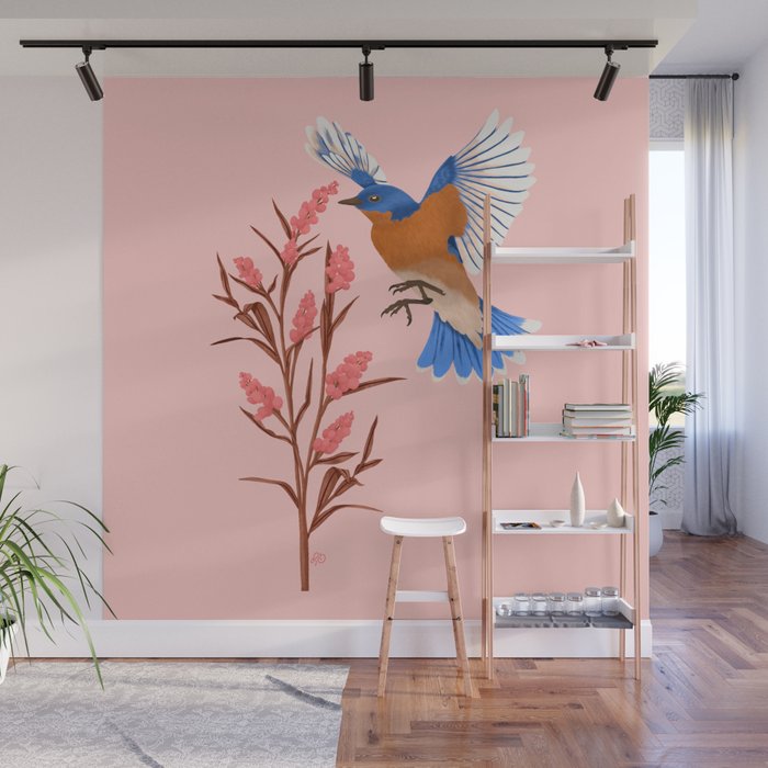 Graceful Bluebird in Flight Wall Mural Gallery Image 1