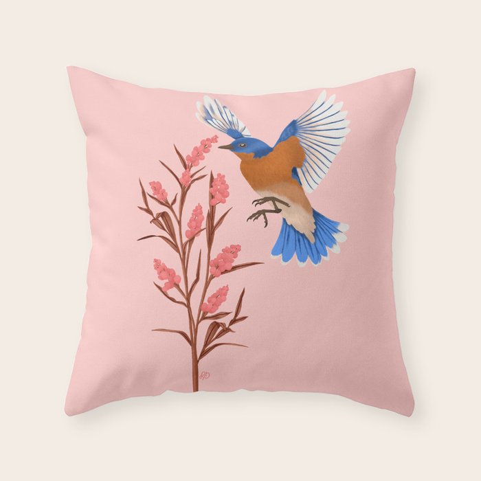 Graceful Bluebird in Flight Throw Pillow Gallery Image 6