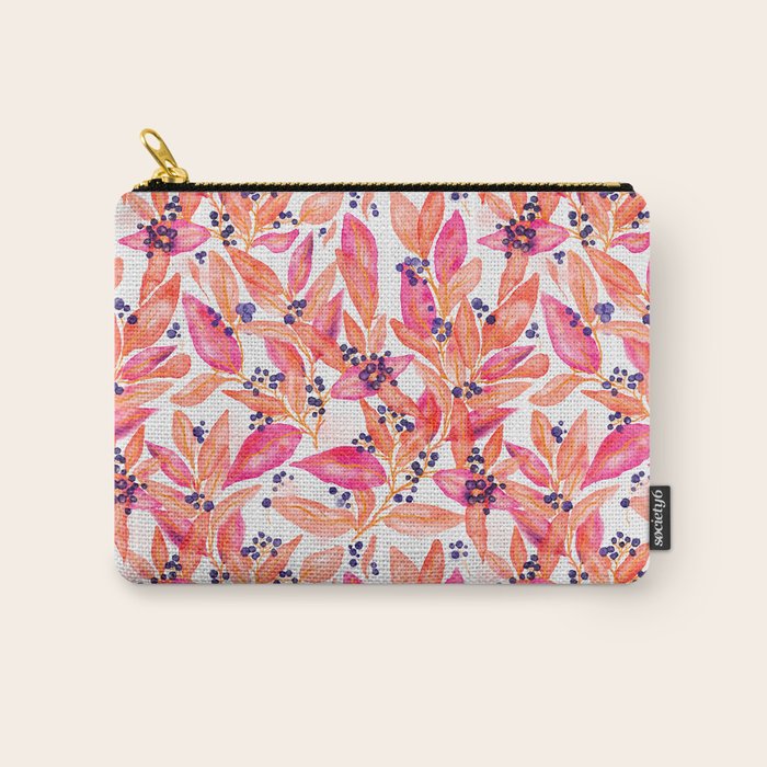 watercolor peach fuzz leaves Carry All Pouch Gallery Image 1