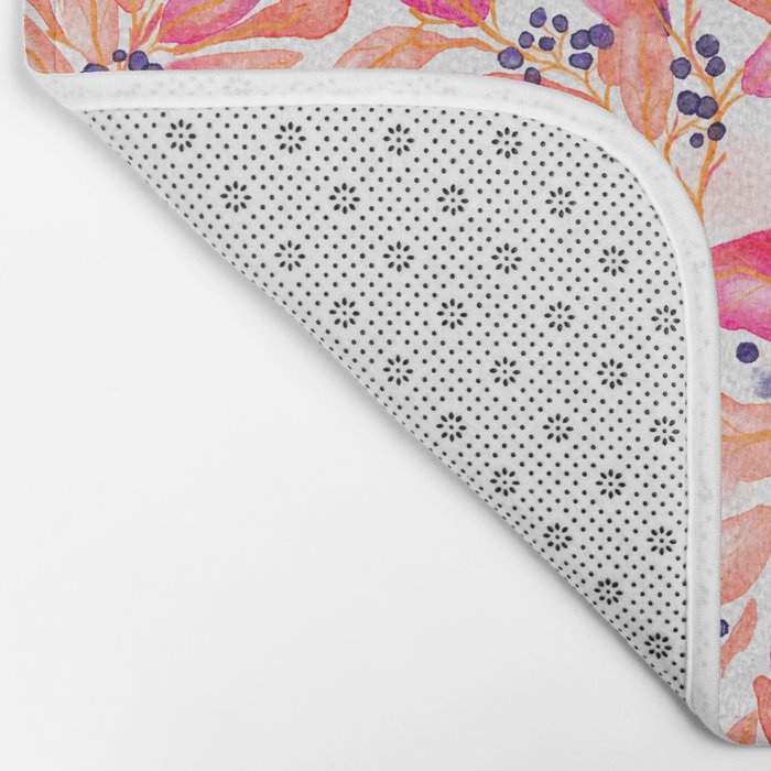 watercolor peach fuzz leaves Bath Mat Gallery Image 2