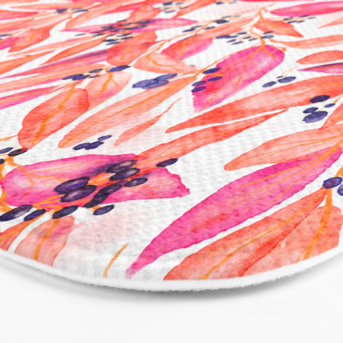 watercolor peach fuzz leaves Bath Mat Gallery Image 3