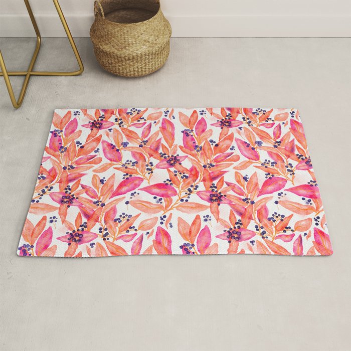 watercolor peach fuzz leaves Rug Gallery Image 1