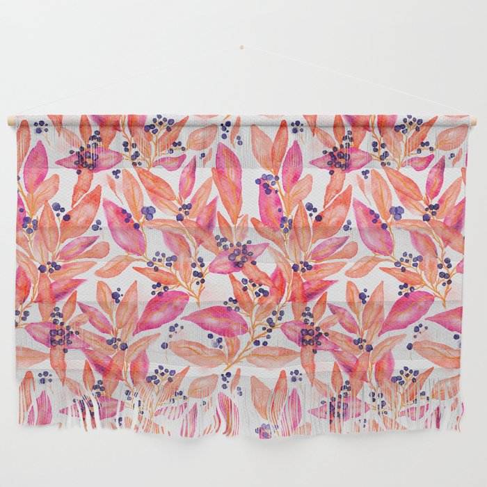 watercolor peach fuzz leaves Wall Hanging Gallery Image 1