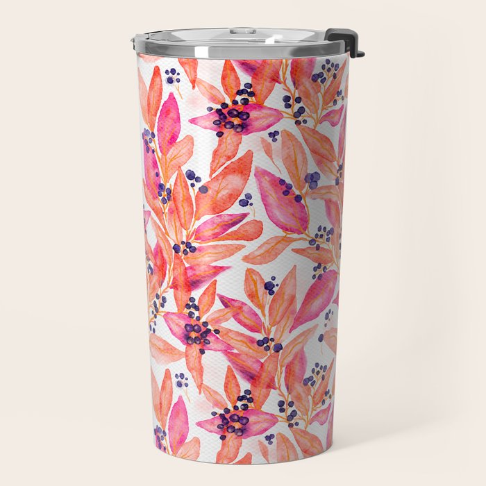watercolor peach fuzz leaves Travel Mug Gallery Image 2