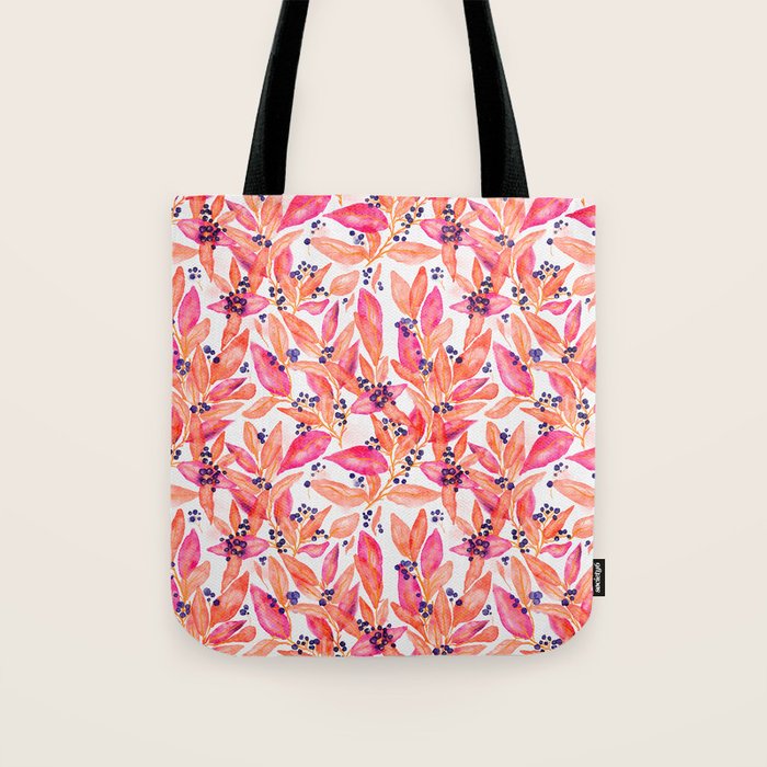 watercolor peach fuzz leaves Tote Bag Gallery Image 1