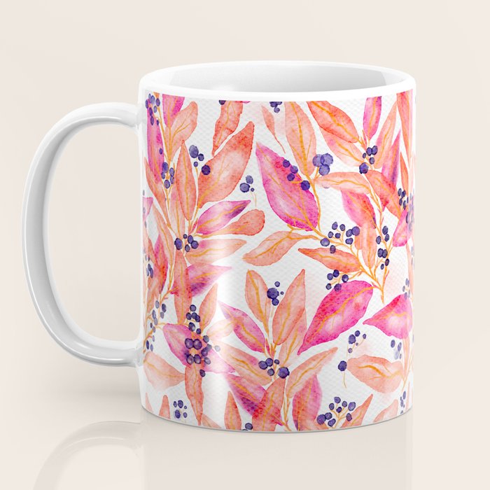 watercolor peach fuzz leaves Coffee Mug Gallery Image 3