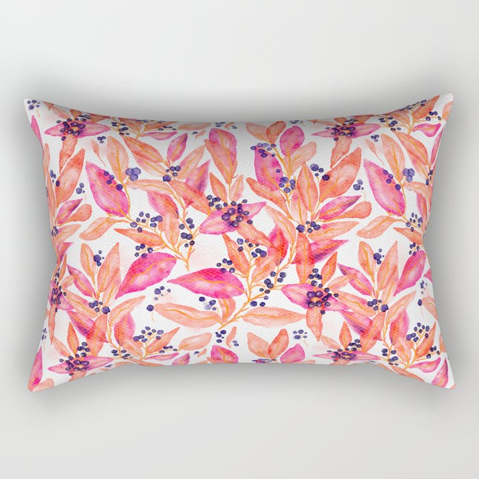 watercolor peach fuzz leaves Rectangular Pillow Gallery Image 1