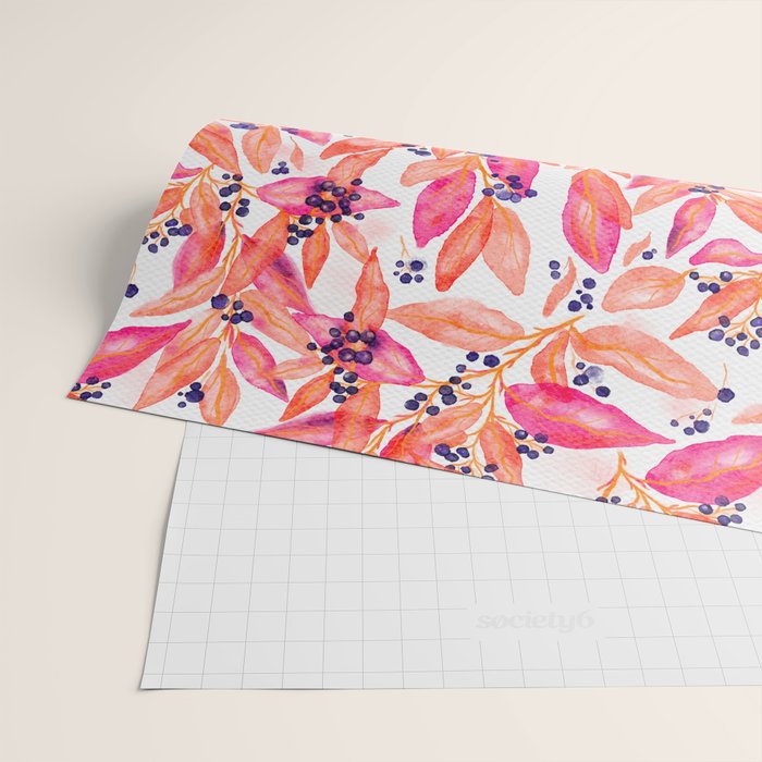 watercolor peach fuzz leaves Wrapping Paper Gallery Image 2