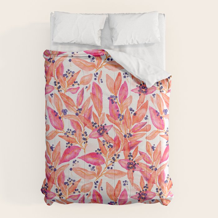 watercolor peach fuzz leaves Comforter Gallery Image 6