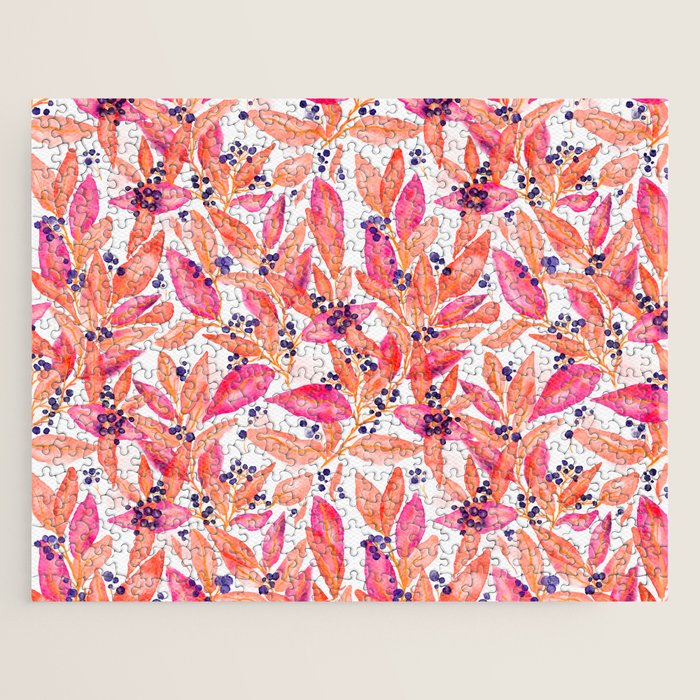 watercolor peach fuzz leaves Jigsaw Puzzle Gallery Image 1