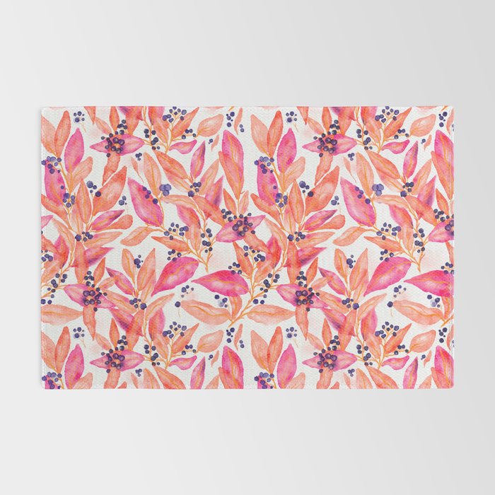 watercolor peach fuzz leaves Rug Gallery Image 2