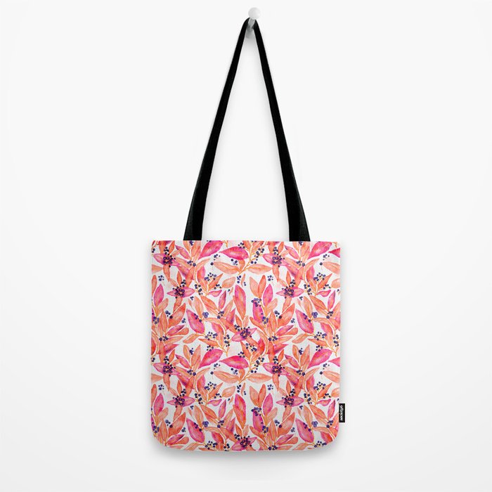 watercolor peach fuzz leaves Tote Bag Gallery Image 2