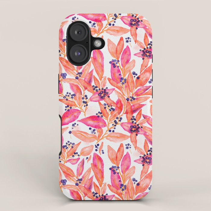 watercolor peach fuzz leaves iPhone Case Gallery Image 1