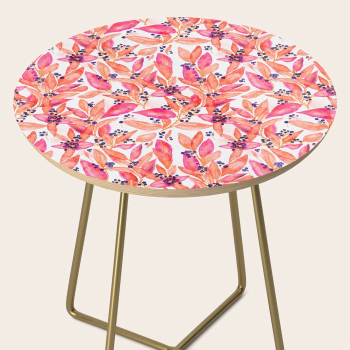 watercolor peach fuzz leaves Side Table Gallery Image 2