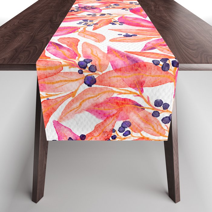 watercolor peach fuzz leaves Table Runner Gallery Image 1