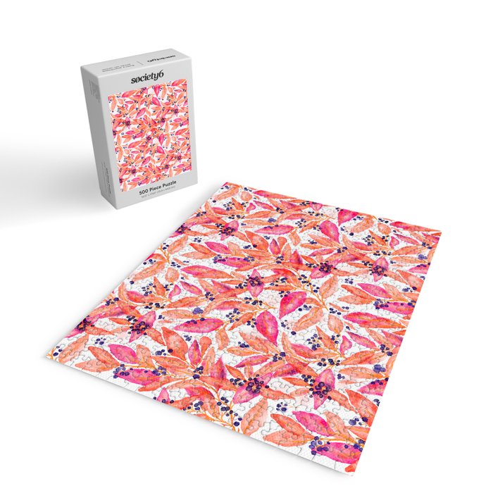 watercolor peach fuzz leaves Jigsaw Puzzle Gallery Image 2