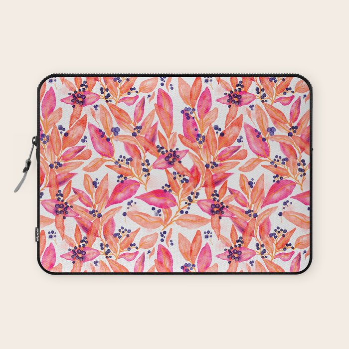 watercolor peach fuzz leaves Laptop Sleeve Gallery Image 1