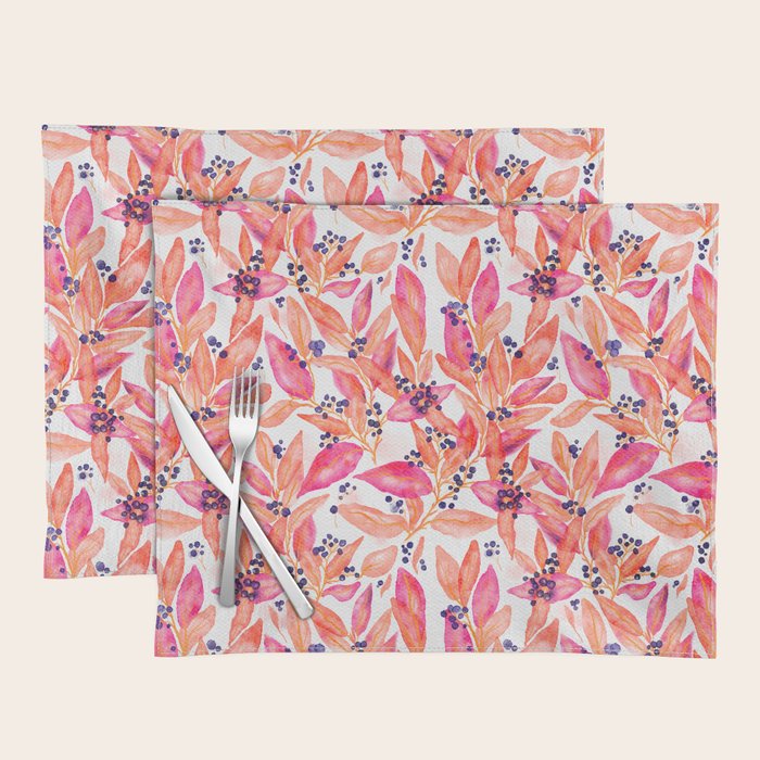 watercolor peach fuzz leaves Placemat Gallery Image 1