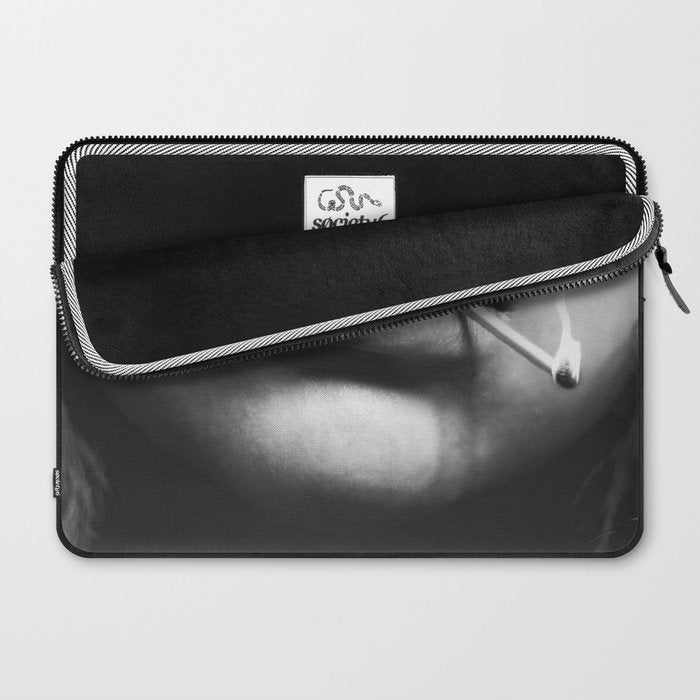 Livin' on the edge | Black and white photograph Laptop Sleeve Gallery Image 2