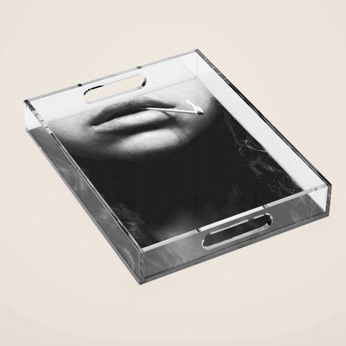 Livin' on the edge | Black and white photograph Acrylic Tray Gallery Image 1