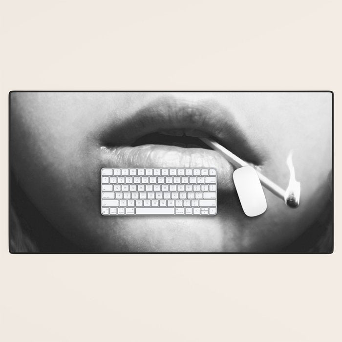 Livin' on the edge | Black and white photograph Desk Mat Gallery Image 1