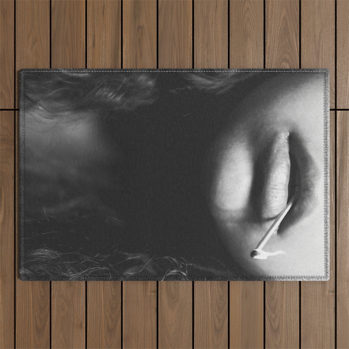 Livin' on the edge | Black and white photograph Outdoor Rug Gallery Image 1