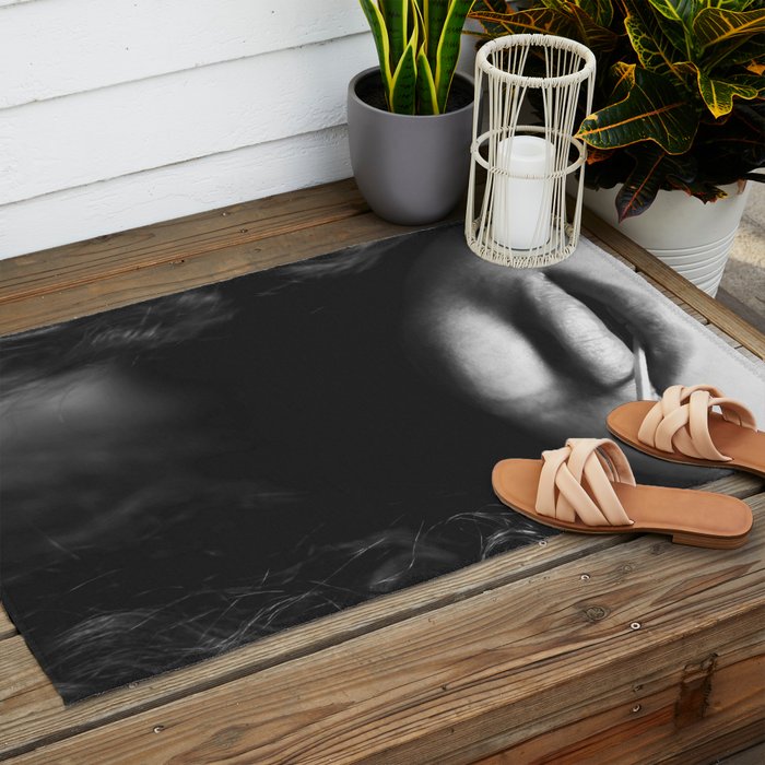 Livin' on the edge | Black and white photograph Outdoor Rug Gallery Image 2