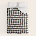 Tropical Vacation Symbols Black and White Harlequin Diamond Grid Comforter Gallery Image 6