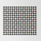 Tropical Vacation Symbols Black and White Harlequin Diamond Grid Throw Blanket Gallery Image 2