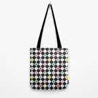 Tropical Vacation Symbols Black and White Harlequin Diamond Grid Tote Bag Gallery Image 2